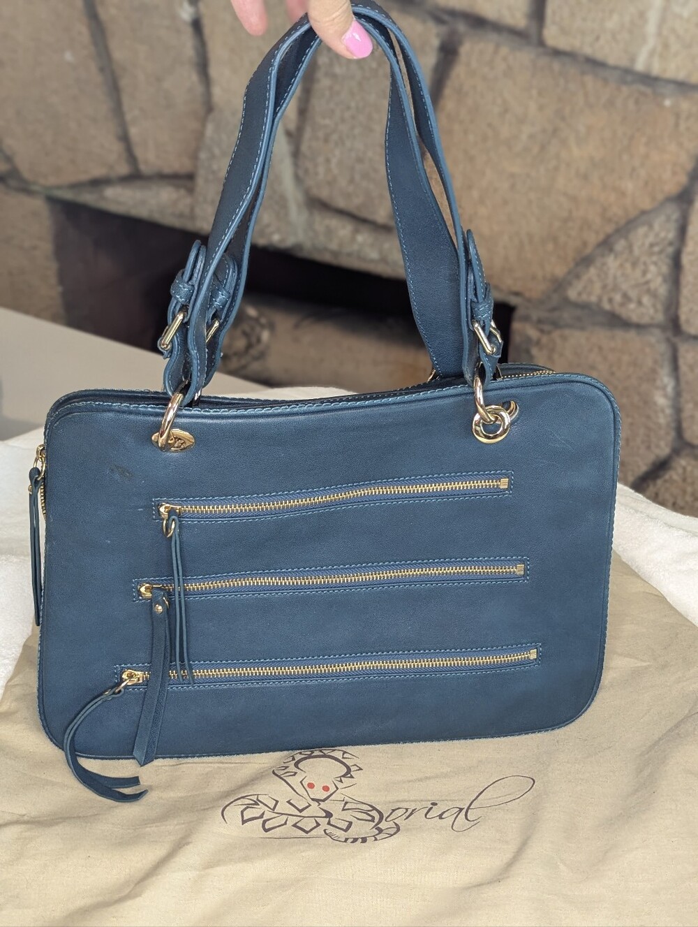 NWT Sorial New York Accordion Turquoise Leather Satchel Crossbody Bag